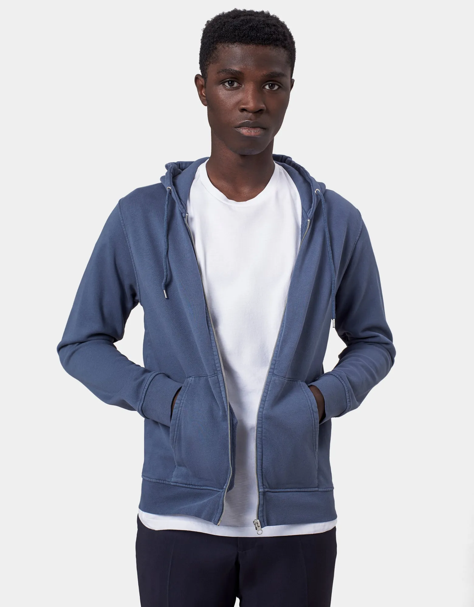 Classic Organic Zip Hood - Petrol Blue