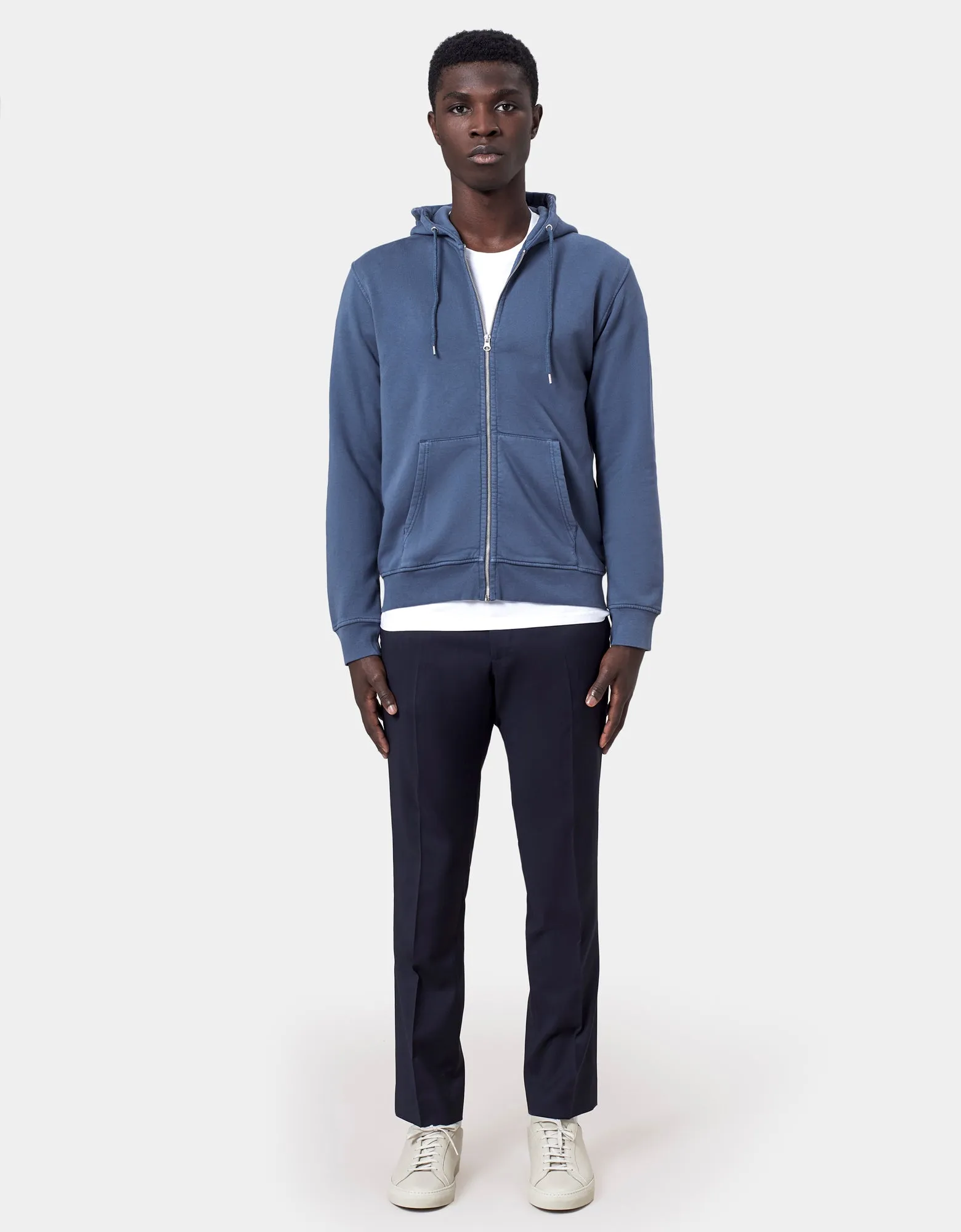 Classic Organic Zip Hood - Petrol Blue