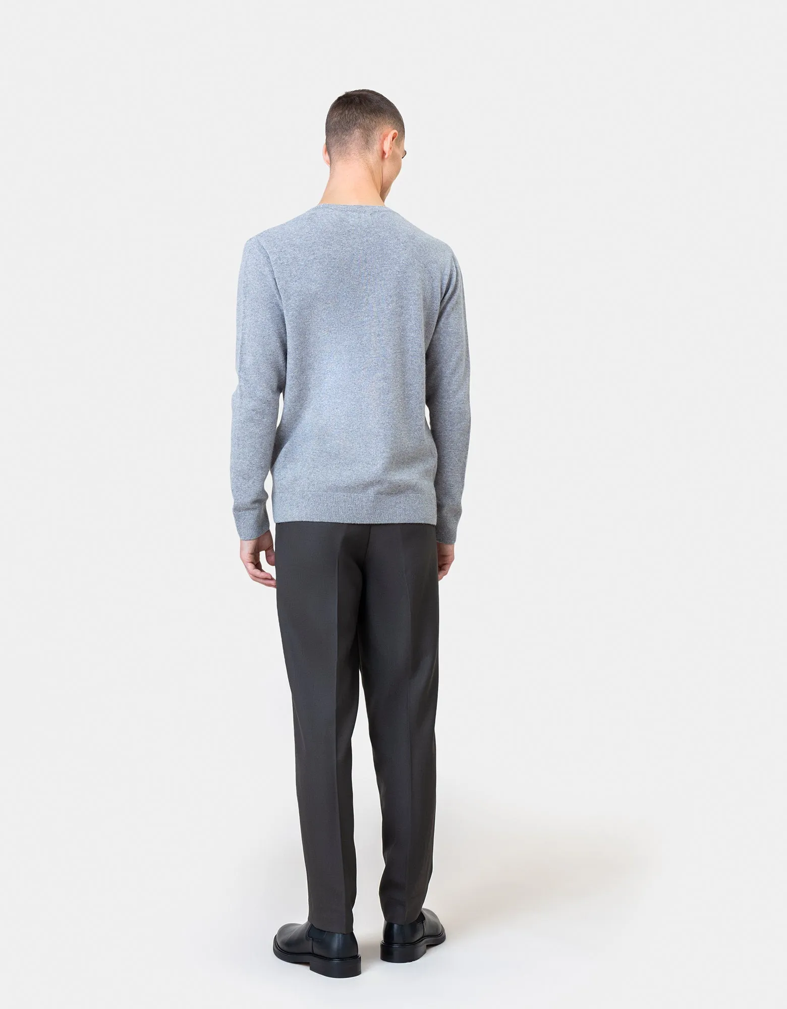 Light Merino Wool Crew - Polar Blue