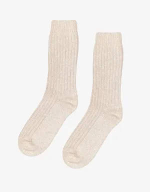 Merino Wool Blend Sock - Ivory White