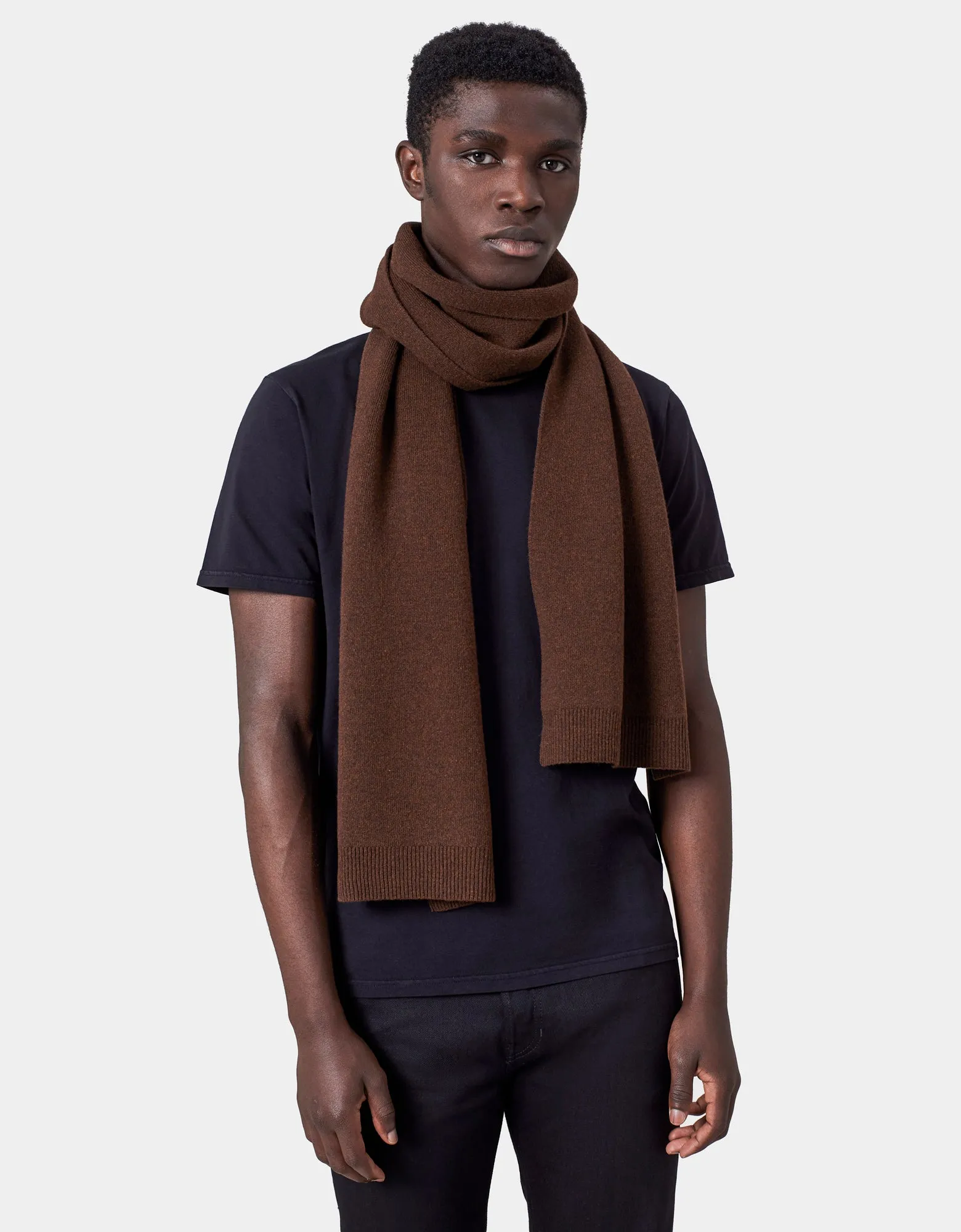 Merino Wool Scarf - Coffee Brown