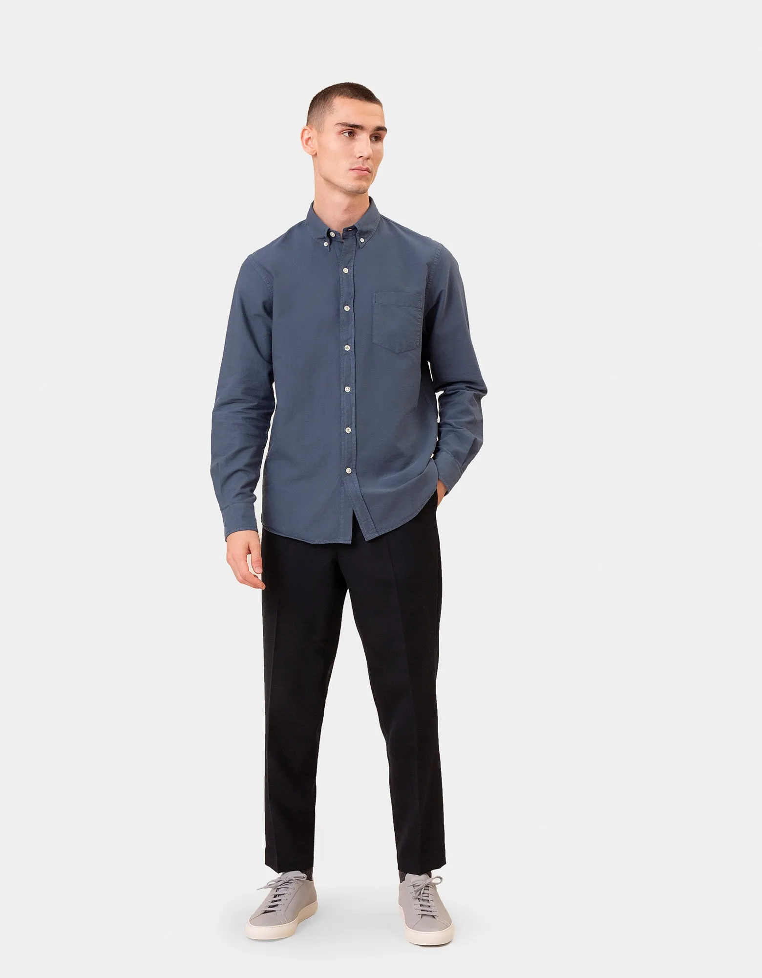 Organic Button Down Shirt - Deep Black