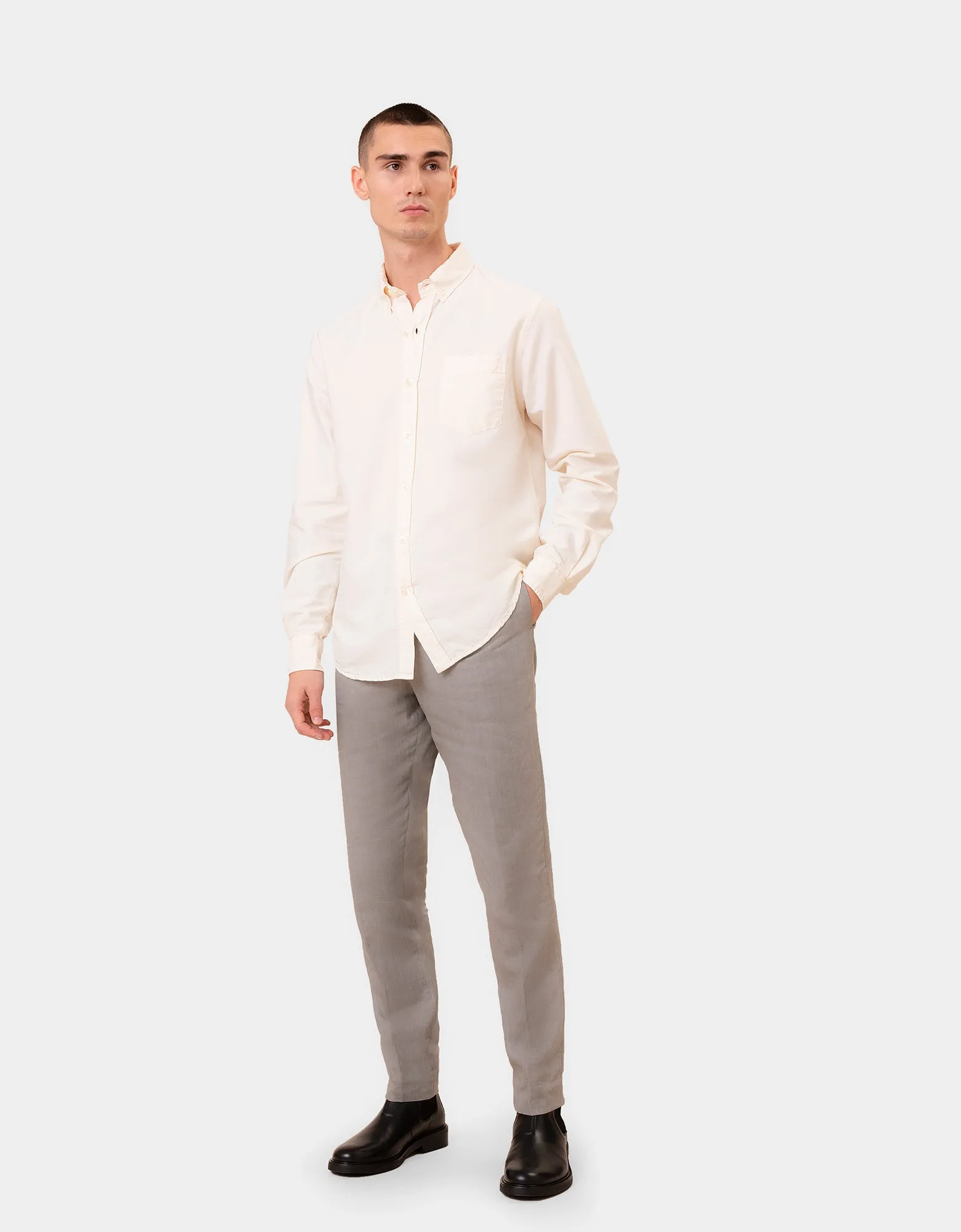 Organic Button Down Shirt - Dusty Olive