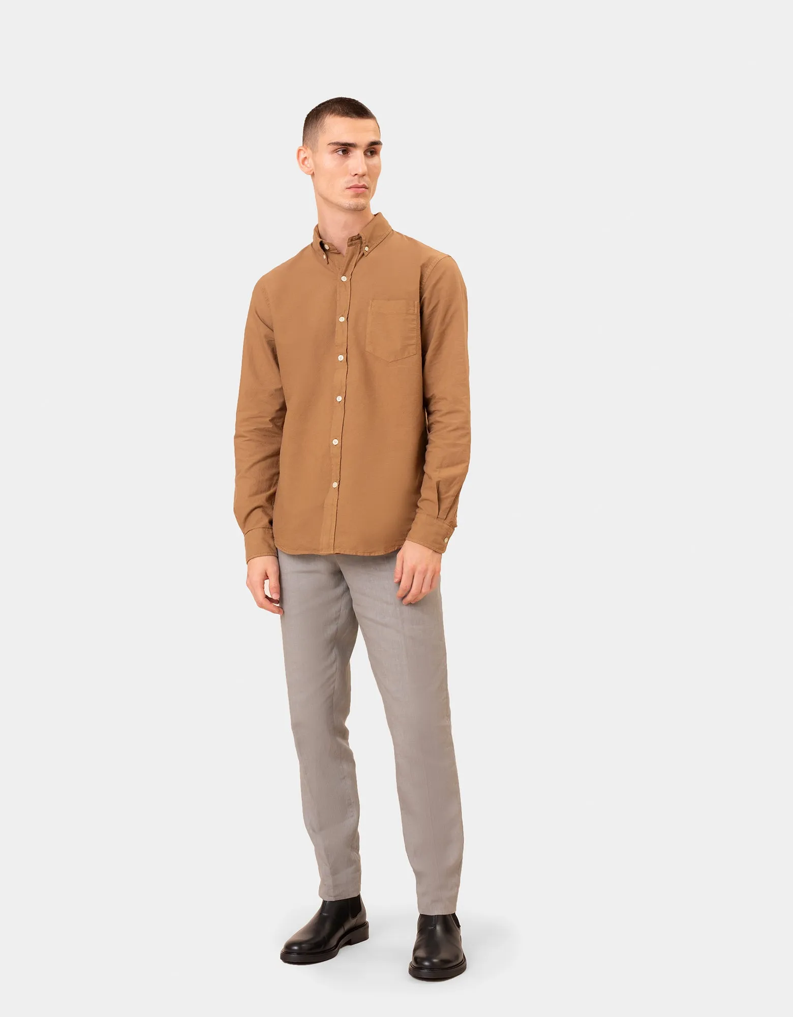 Organic Button Down Shirt - Light Aqua