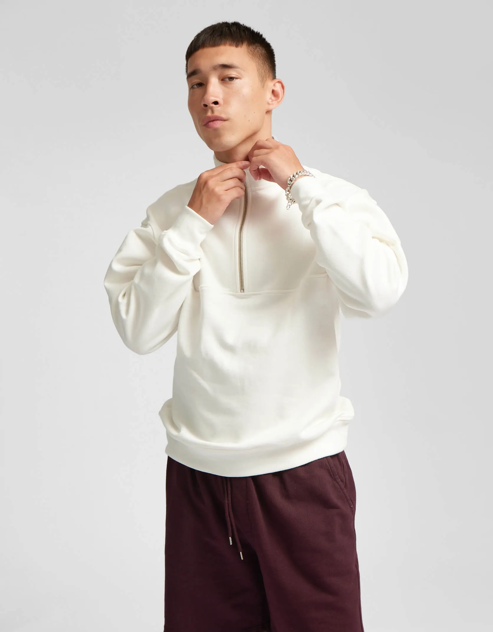 Organic Quarter Zip - Snow Melange