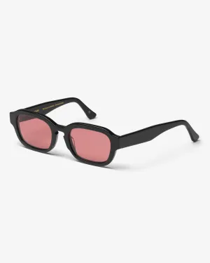 Sunglass 01 - Deep Black Solid - Dark Pink