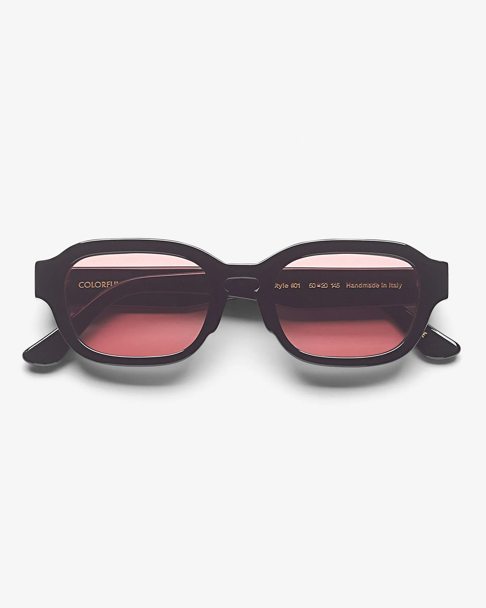 Sunglass 01 - Deep Black Solid - Dark Pink