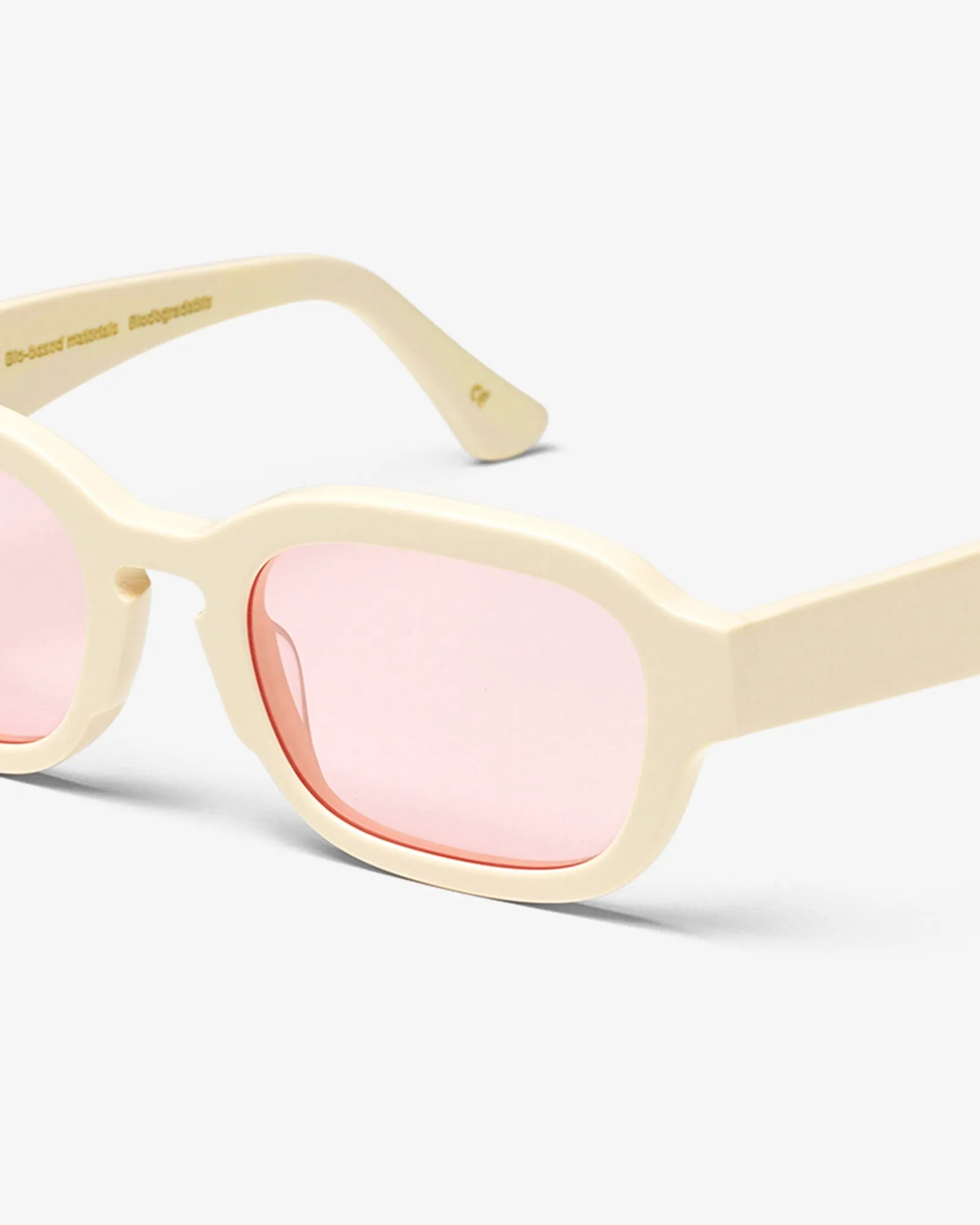 Sunglass 01 - Ivory White Solid - Light Pink