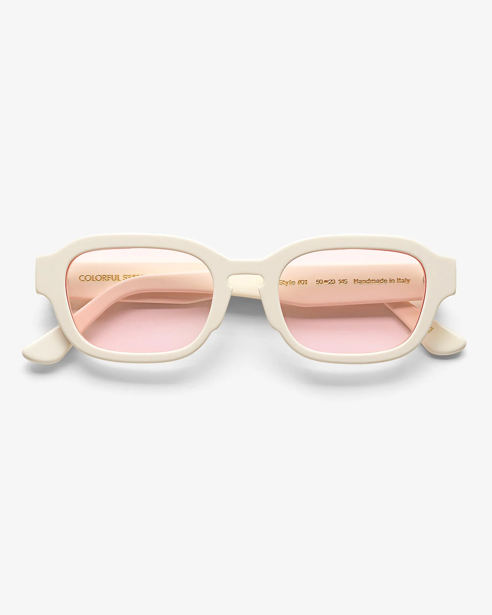 Sunglass 01 - Ivory White Solid - Light Pink