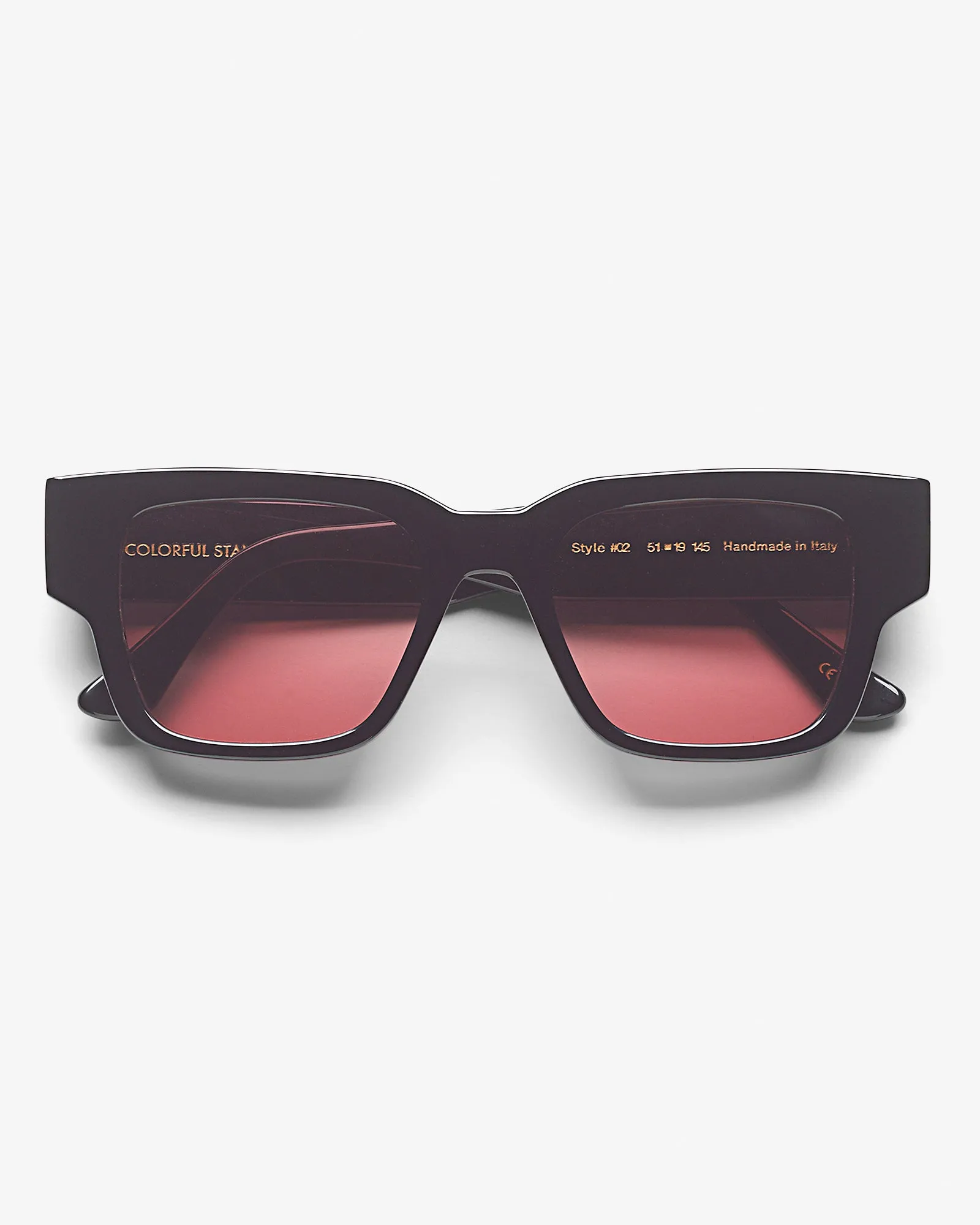 Sunglass 02 - Deep Black Solid - Dark Pink