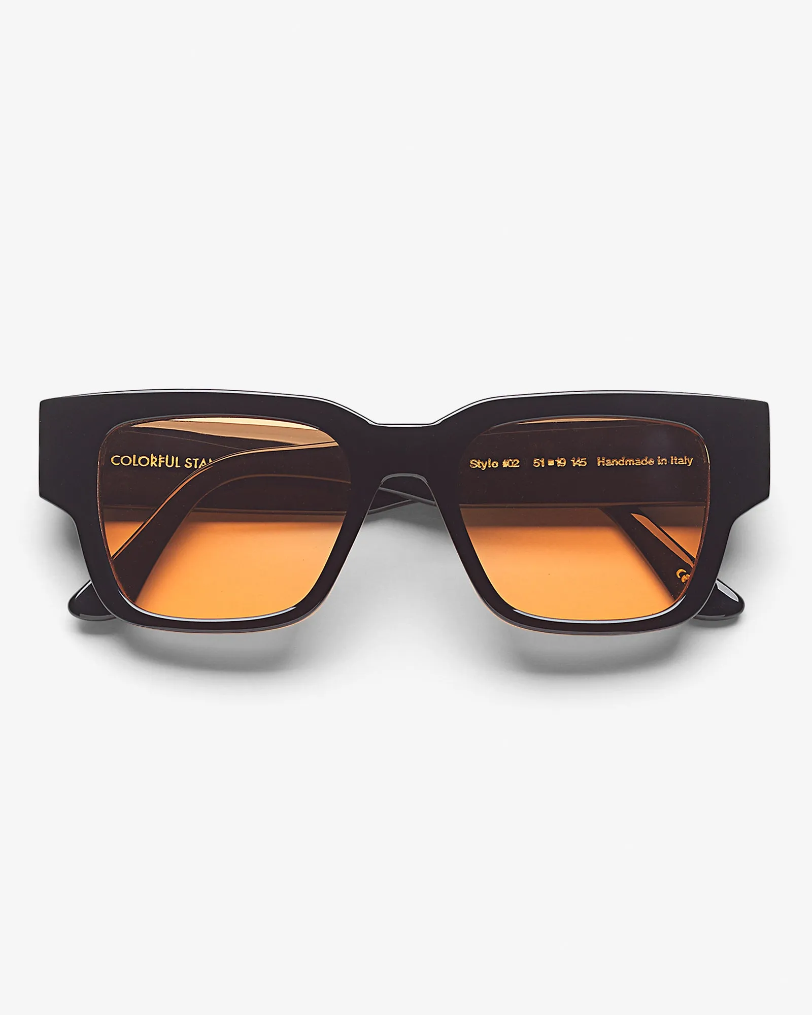 Sunglass 02 - Deep Black Solid - Orange