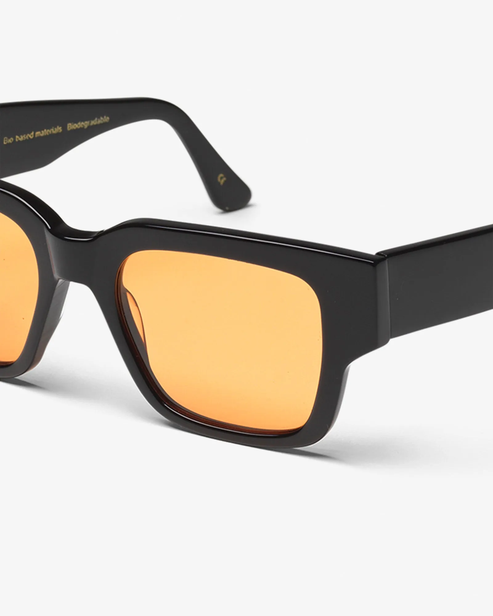 Sunglass 02 - Deep Black Solid - Orange