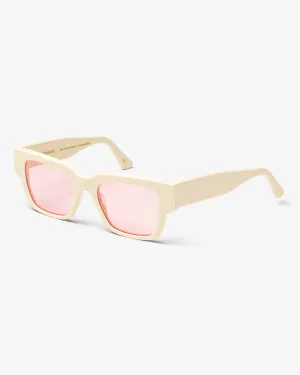 Sunglass 02 - Ivory White Solid - Light Pink