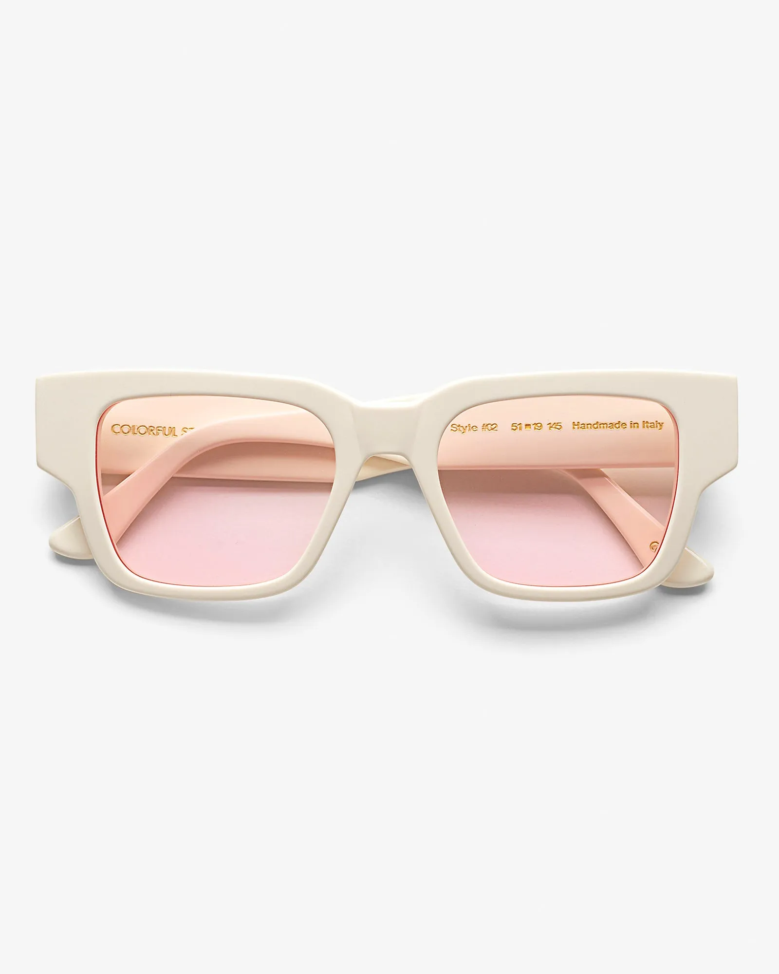Sunglass 02 - Ivory White Solid - Light Pink