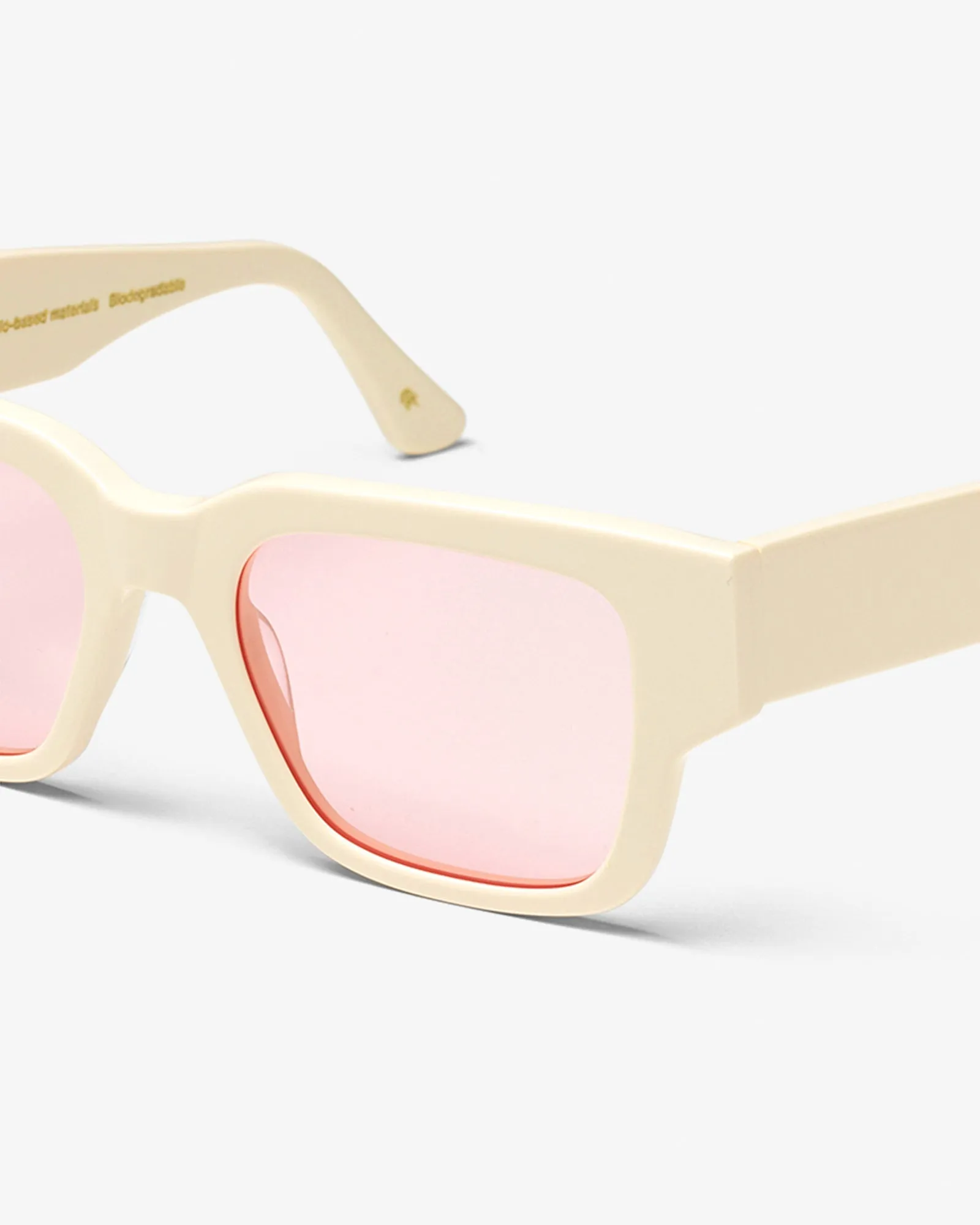 Sunglass 02 - Ivory White Solid - Light Pink