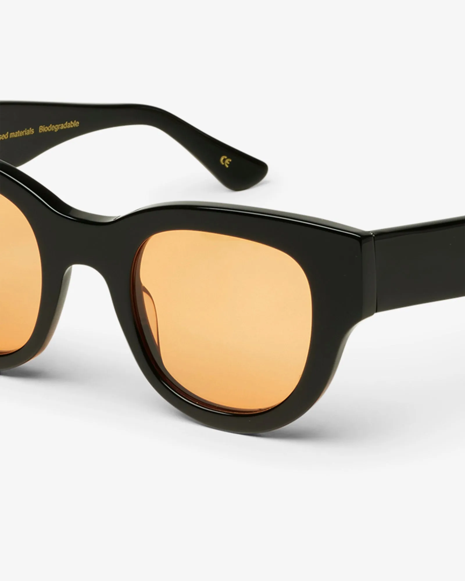 Sunglass 06 - Deep Black Solid - Orange