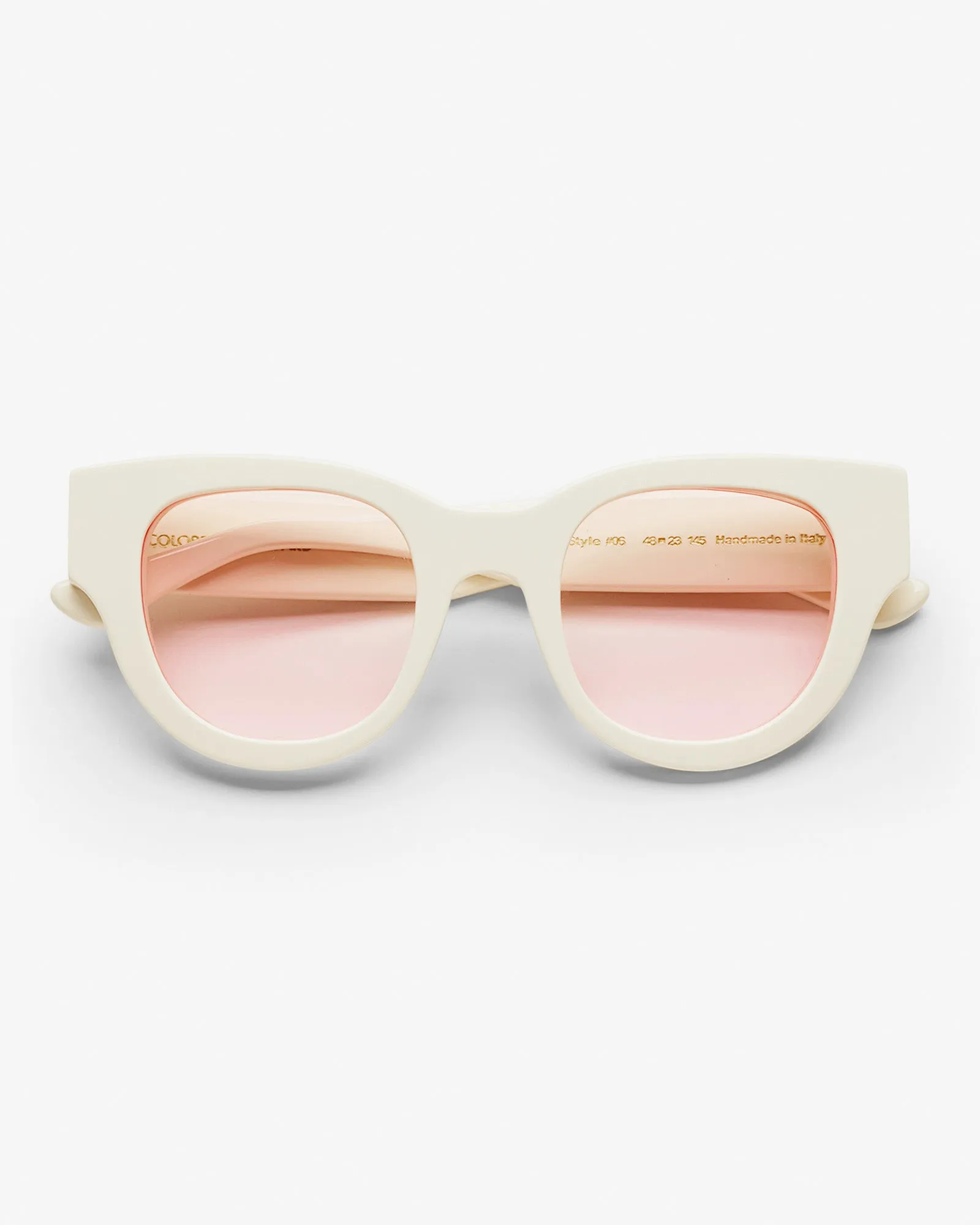 Sunglass 06 - Ivory White Solid - Light Pink