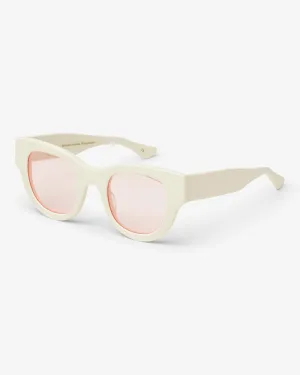 Sunglass 06 - Ivory White Solid - Light Pink
