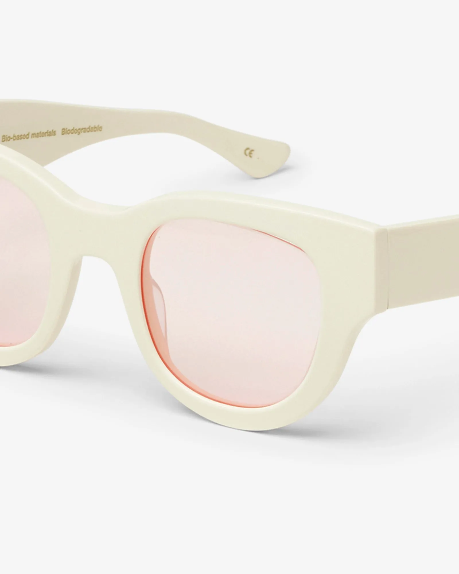 Sunglass 06 - Ivory White Solid - Light Pink