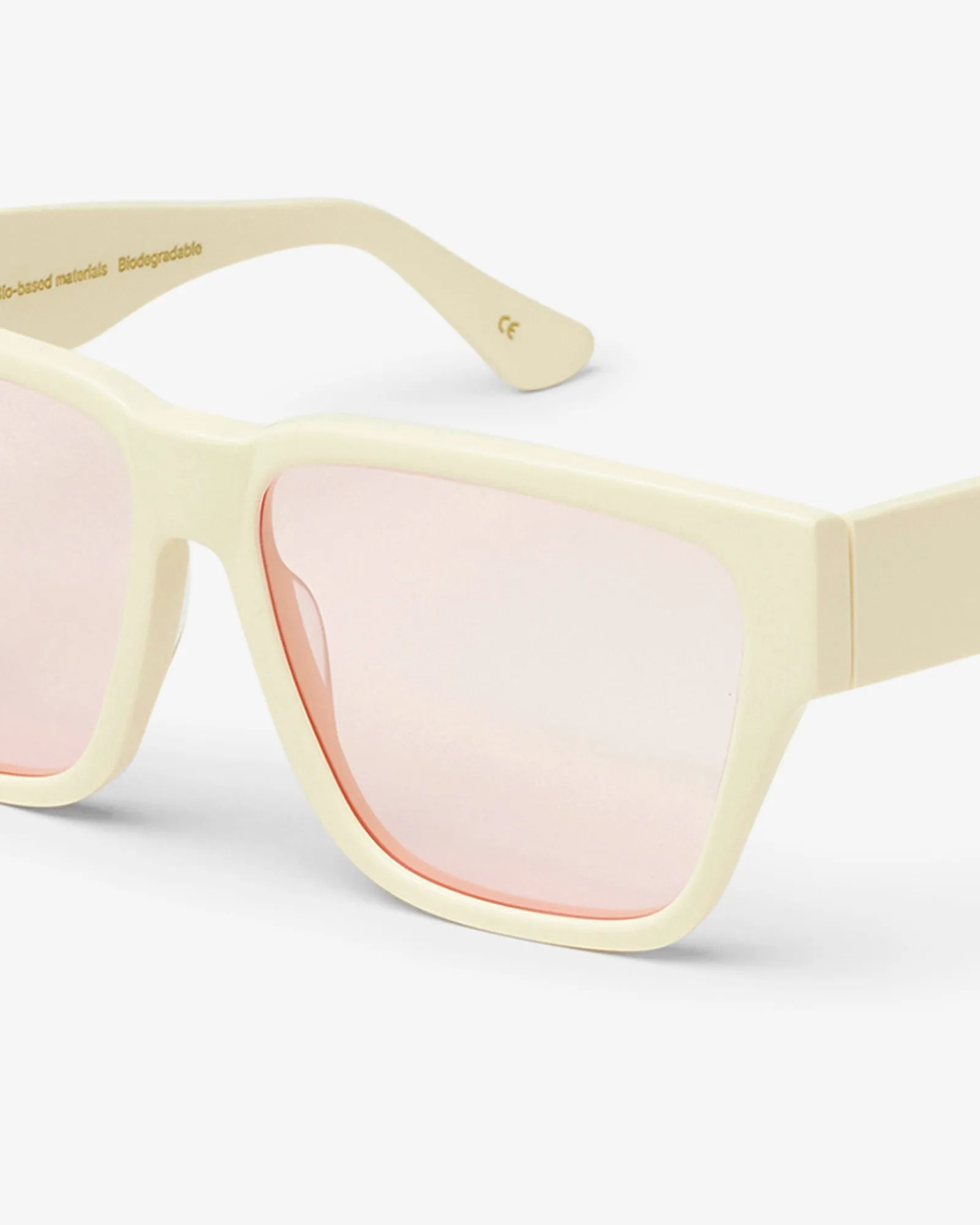 Sunglass 11 - Ivory White Solid - Light Pink