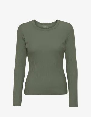 Women Organic Rib LS T-Shirt - Dusty Olive