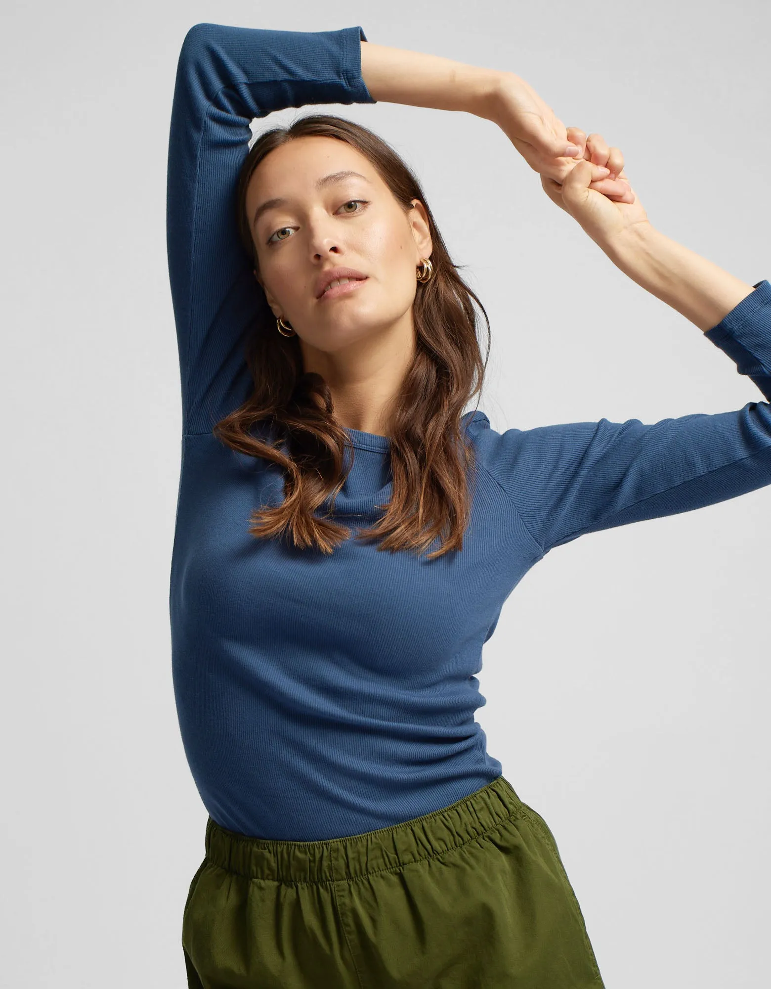 Women Organic Rib LS T-Shirt - Heather Grey