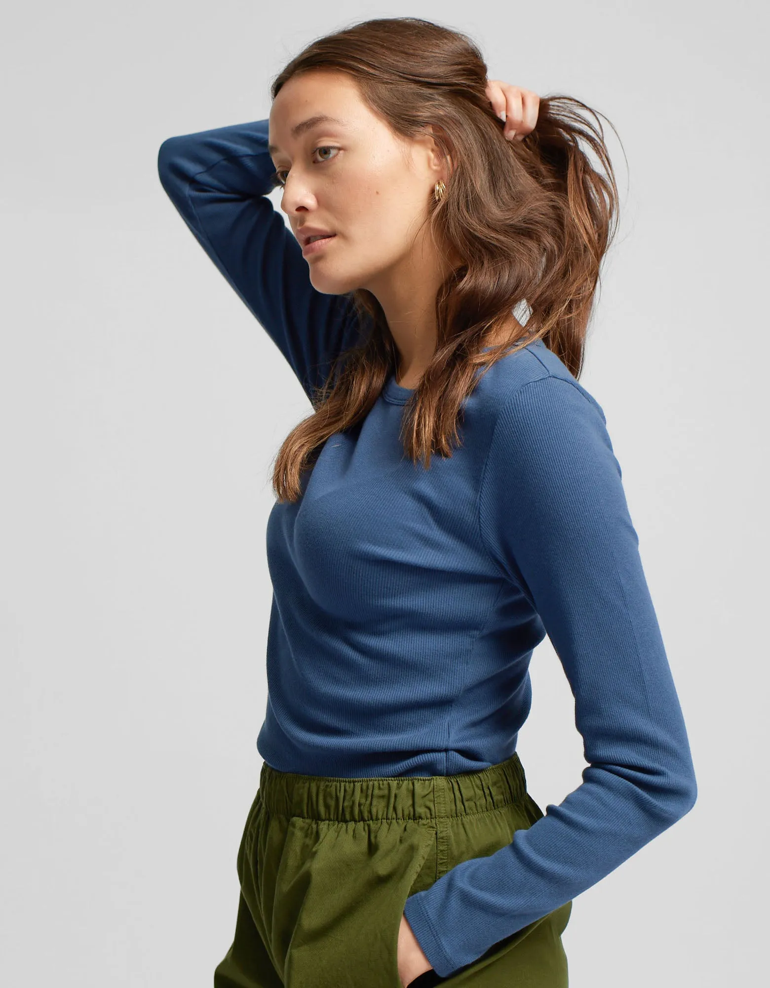 Women Organic Rib LS T-Shirt - Heather Grey