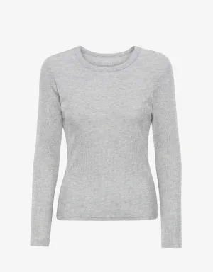 Women Organic Rib LS T-Shirt - Heather Grey