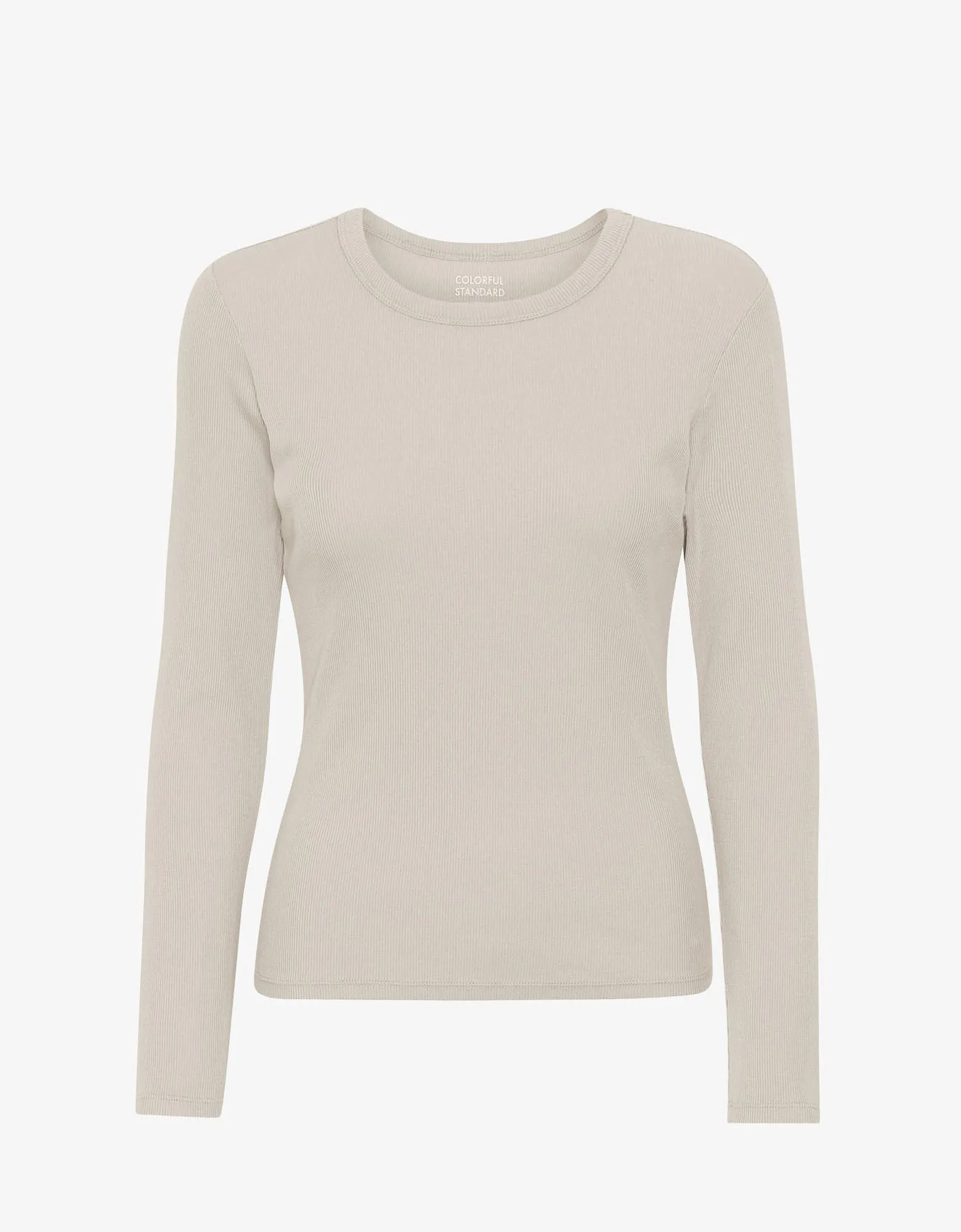 Women Organic Rib LS T-Shirt - Ivory White