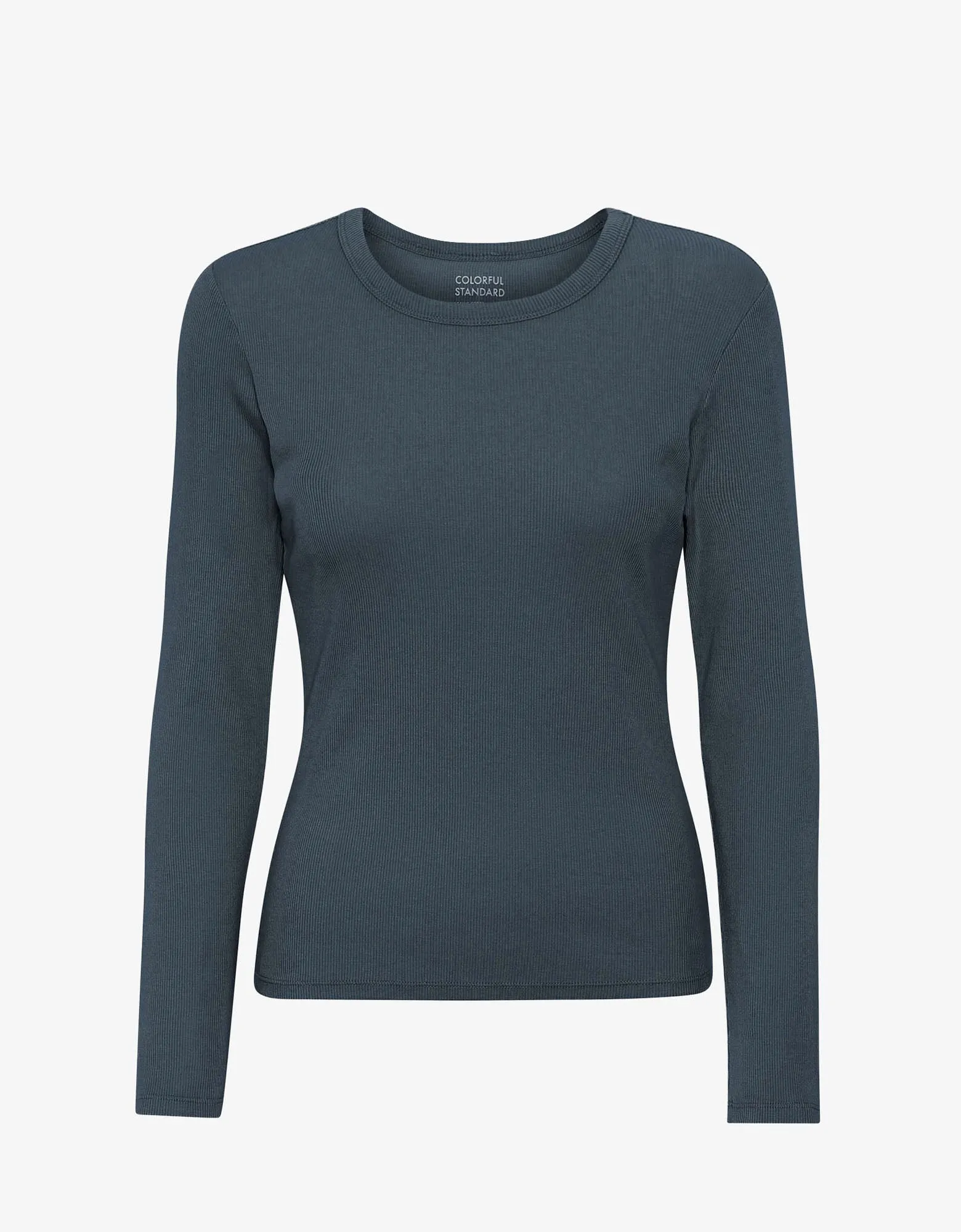 Women Organic Rib LS T-Shirt - Petrol Blue