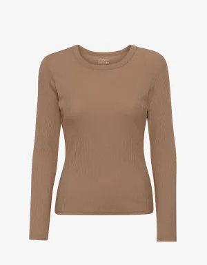 Women Organic Rib LS T-Shirt - Sahara Camel