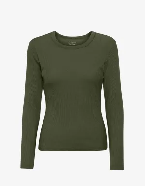 Women Organic Rib LS T-Shirt - Seaweed Green
