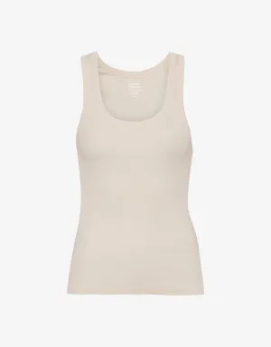 Women Organic Rib Tank Top - Ivory White