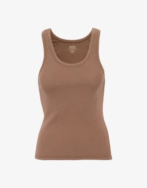 Women Organic Rib Tank Top - Sahara Camel