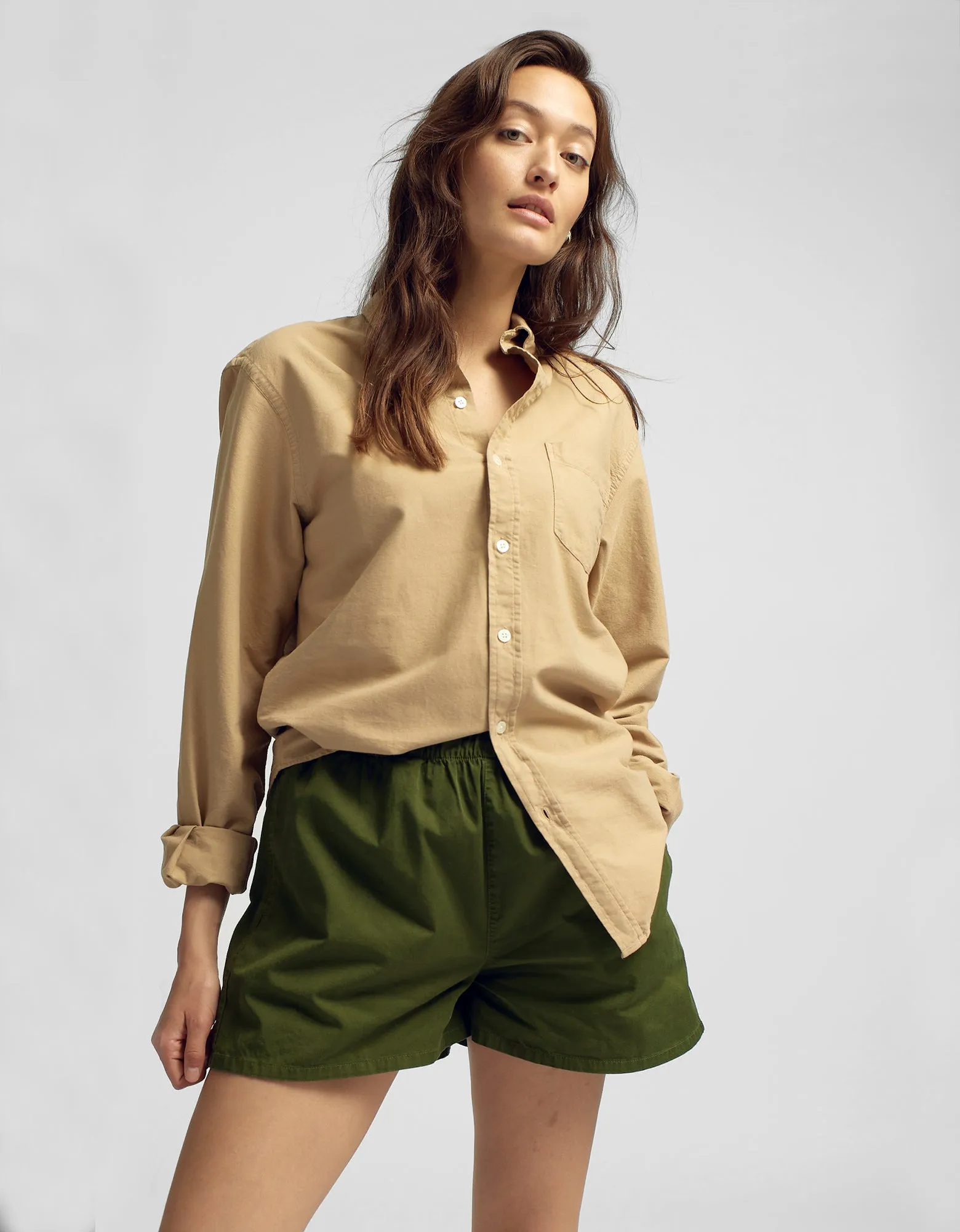 Women Organic Twill Shorts - Seaweed Green