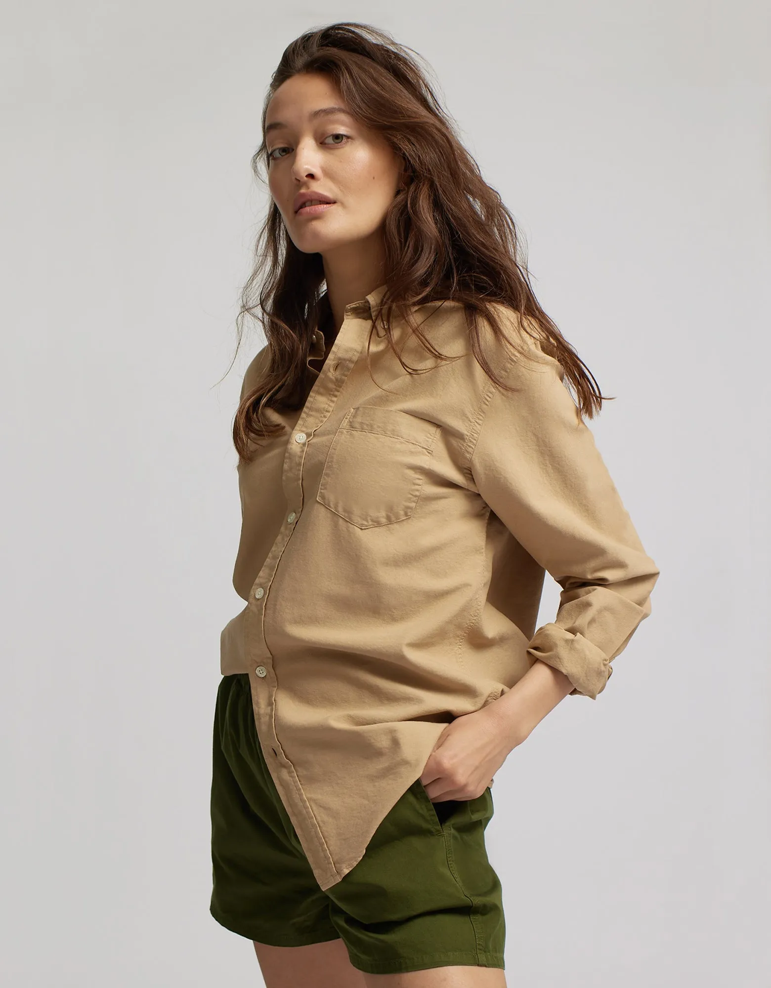 Women Organic Twill Shorts - Seaweed Green