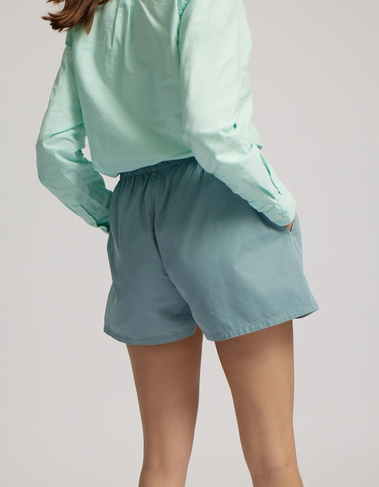 Women Organic Twill Shorts - Steel Blue
